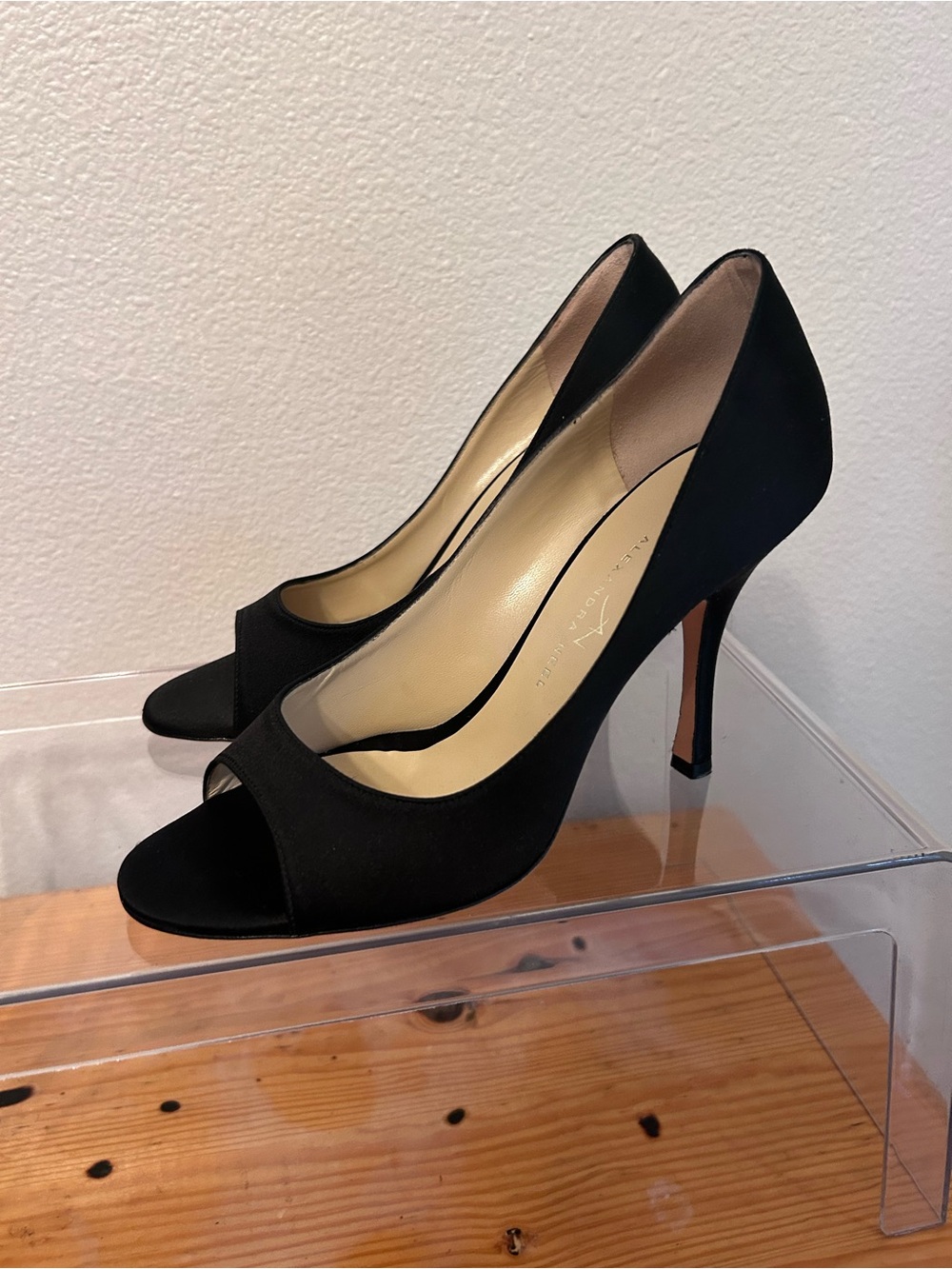Alexandra Neel Black Open-Toe Womens Pumps